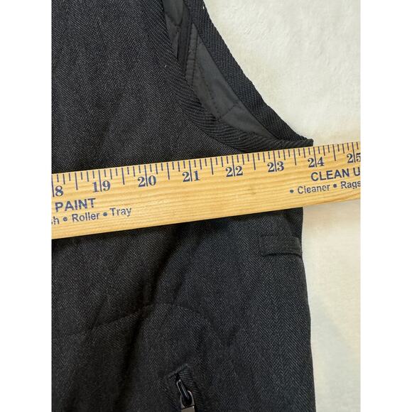 Hugo Boss Vest Mens 46R Black Herringbone Quilted Logo Zip Pockets Lined - Picture 13 of 16